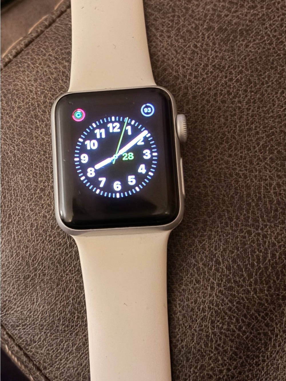 Apple Watch with Silver Case and White Band